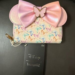 Loungefly Pink and Cream Butterfly Kids Wallet